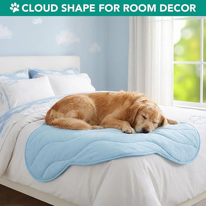 PetAmi Dog Cooling Mat, Cloud Shape, Reversible Cooling Nylon Blanket Soft Fleece Pet Pad for Dogs Cats, Summer All Season Use Q-Max>0.3, Large 49x59 in, Light Blue