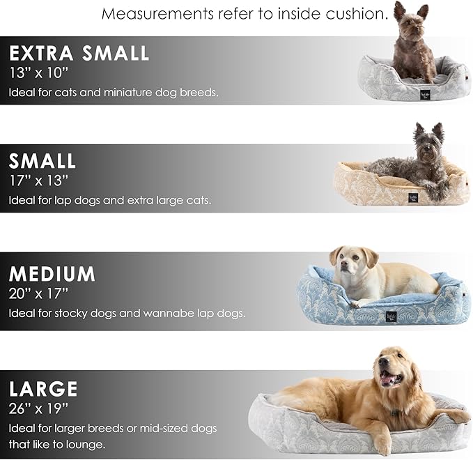 Nicole Miller NEW YORK PET Mod Damask Plushy Bolster Pet Bed, Cozy & Calming, Non-Slip Bottom, Machine Washable Cover, Grey, Small 24"x19"x7"