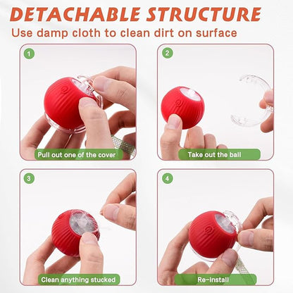 2 Packs Speed 2.0 Tail Interactive Cat Toys for Indoor Cats, Chirping & Motion Activate Ca t Toy, Smart Kitten Rolling Ball Moving Ball Toys, Rechargeable Dog Cat Bal l for Enrichment Exercise