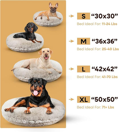 Bessie and Barnie - Luxury Extra Plush Faux Fur Bagel Pet/Dog Bed (Blondie, S)