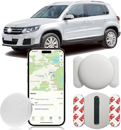 Mini GPS Tracker for Vehicles No Monthly Fee Magnetic GPS Tracker Full USA Coverage Hidden Car Locator Works with Apple Find My(iOS Only) with Magnetic Waterproof Case. (White)
