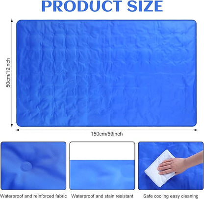 Drydiet Cooling Pad Mat for Sleep Cooling Mattress Pad Gel for Bed, Relieve Pain, Summer Hot Flashes, Adult, Pets, No Water or Electricity Required(Plain,Blue,60 x 20 Inch)