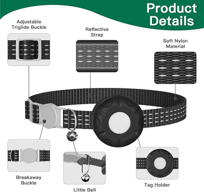 Cat Tracker, GPS Tracker, Pet Tracker, Compatible with Apple Find My App(Only iOS), Real-Time Location, No Subscription Required,Territory & Location History, Breakaway Collar Included, Black