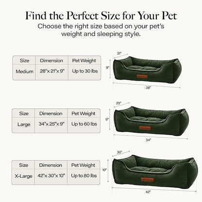 Modern Threads Luxury Dog Bed - Comfortable Tufted Velvet Cushion for Small to Large Dogs - Machine Washable - Durable & Cute Sleep Space for Pets - Pamper Your Pet with Cozy Beds - Forest Green