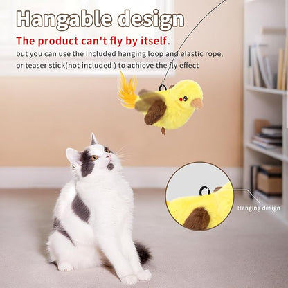 Cat Toys Flapping Birds with Catnip Bags, Rechargeable Chirping Interactive Cat Toy Kicker, Lifelike Birdie Tweets, Indoor Enrichment Moving Wings Cat Exercise Toys for All Breeds Kitten Dog(Oriole)