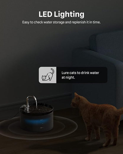 Cat Water Fountain: Dog Bowl Fountains - Automatic Pet Dispenser - Dogs Drinking Waterer Bowls Indoor - Auto Watering Dish Supplies - Easy Cleaning Animal Machine - Quiet 67oz/2L Kitty Drink Fountain