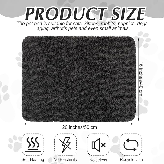 Drydiet 4 Pack Self Warming Cat Pads Self Heating Cat Mat Washable Homeless Dogs Thermal Pads Kennel Pad Reflects Body Heat Warm Crate Bed Mat for Indoor Outdoor Pet(Black,16 x 20 Inch)