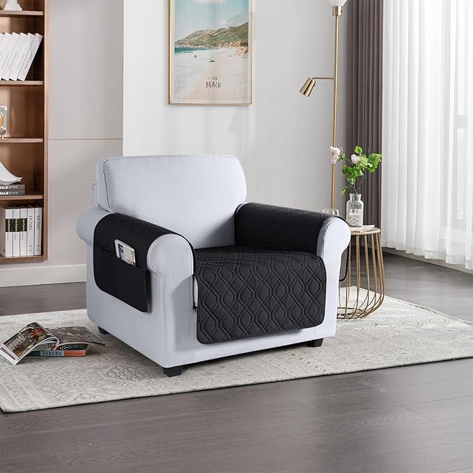 VANSOFY Couch Cover, Waterproof Sofa Covers Washable Slipcover Furniture Protector Couch Seat Covers Non-Slip Couch Cover for Dogs, Pets(Chair, Black)