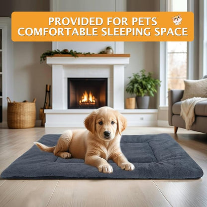 Reversible Dog Bed Mat with Plush and Corn Velvet,Soft Warm Pet Cushion, Dual Purpose Washable Sleeping Mattress Bed for Small Medium Large Dog and Cat XB004 (18 * 13", Dark Grey)