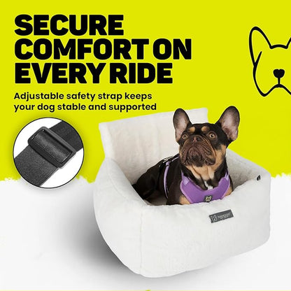 NANDOG Medium Cloud Car Seat in Pearl White - Ultra Plush Fabric Secure & Modern Design - Perfect for Small/Medium Dogs & Cats