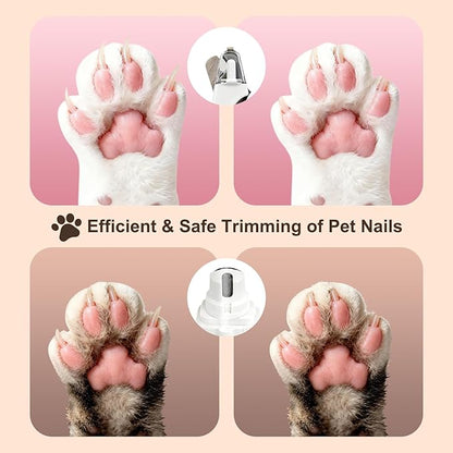2-in-1 Dog Nail Grinder & Cat Nail Clippers Trimmers for Large Medium Small Dogs Cats Claw Trimmer Quick Sensor with 2 LED Lights Safety Guard USB Rechargeable Dogs Nail Trimmer (White)