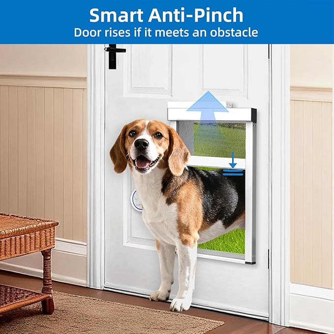 Customizable Size Electronic Dog Door for Wall, Bell Activated Auto Lift Pet Door Smart Aluminum Doggie Door for Wall,Lockable Weatherproof,Customize Size According to the Pet