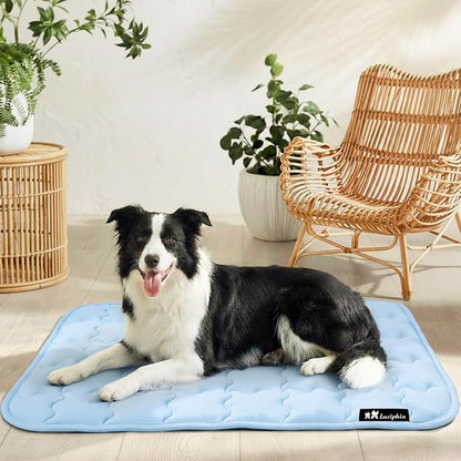 Luciphia Premium Dog Cooling Mat Non-Slip Q-MAX>0.5 Self-Cooling Pad for Medium Pet Indoor Portable Kennel Puppy Bed for Summer Crate Pad for Dog Washable Light Blue 30x40 inches