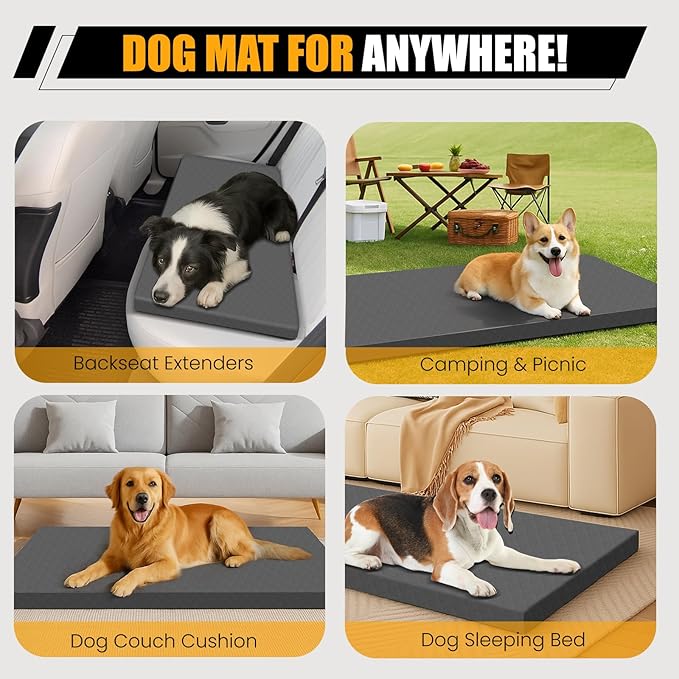 Dog Car Bed for Back Seat Cover, Supportive Foam Pet Mat Cushion for Car Backseat Extender with Removable Cover, Large Size for SUV & Truck, Easy Clean, Extra Large