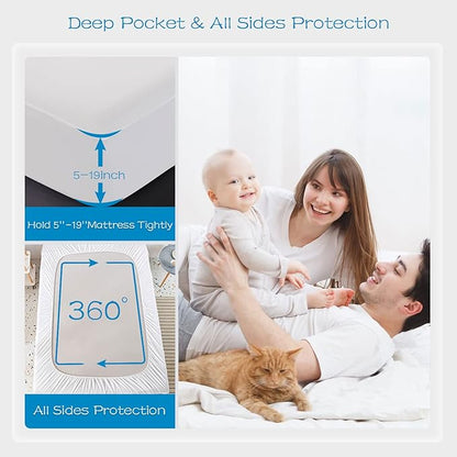 GRT 10 Pack 100% Waterproof Mattress Protector Twin Size, Breathable & Noiseless Waterproof Mattress Cover Fitted Deep Pocket from 5" to 19", Smooth Washable Twin Bed Protector - Vinyl Free