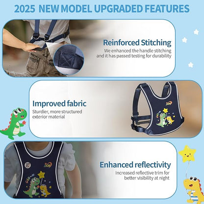 Safety Walking Harness for Kids 3-6, Anti-Elopement Vest Harness for Autism Special Needs ADHD, Reflective Leash with Grab Handle for Autistic, Active Children, Adjustable Tether for Travel and Crowds