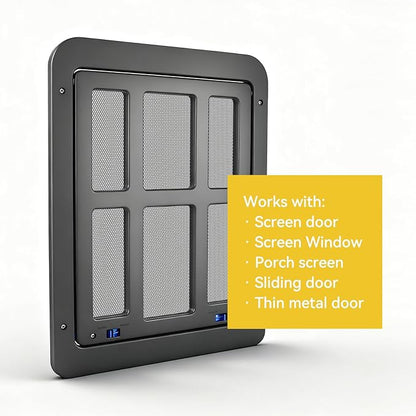 Enjoying Cat Door for Screen Doors, Passage Opening 8.3" x 10.3", Access Freely, Magnetic Swing Flap, Small Pet Door for Sliding Doors Window, Lockable, Black
