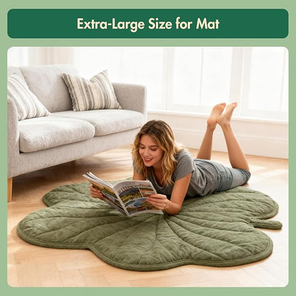 Vagascape Extra Large Dog Heating Pad Waterproof Electric Heated Pet Beds for Indoor Outdoor, Adjustable Temperature, Washable Green Clover Shaped Cat Heating Pad Non Slip Bottom(47"X36")