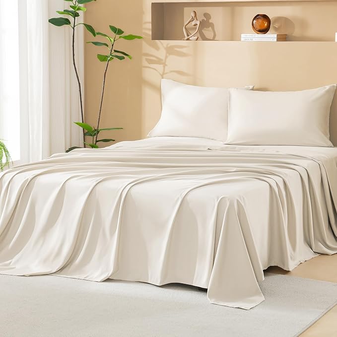 Litanika California King Comforter Set with Sheets Beige - 7 Pieces Bed in a Bag Cal King Cream Boho Tufted Complete Bedding Sets with Comforter, Sheets, Pillowcases & Shams