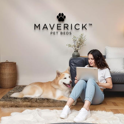 MAVERICK Premium Dog Bed, Orthopedic Dog Bed with High-Grade Memory Foam, Luxurious Faux Fur Sleep Surface, Water-Resistant Liner, Removable & Washable Cover, Non-Slip Bottom for Comfort & Support