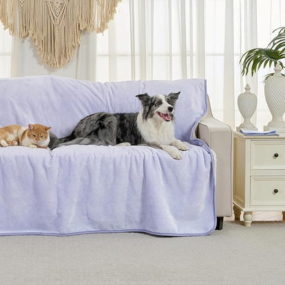 Waterproof Blanket for Bed Couch Sofa, Soft Liquid Pee Proof Pet Blanket for Dog Puppy Cat, Reversible Sherpa Fleece Furniture Protector (Lilac, 60x80 inches)