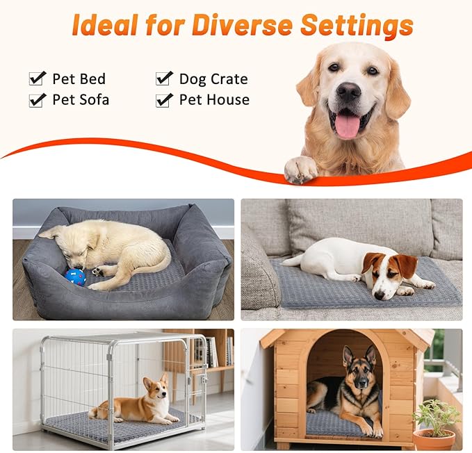 Cat Heating Pad, Waterproof Heated Cat Dog Bed with Adjustable Temperature & Timer, Electric Pet Mat for Indoor Cats Dogs, Chew Resistant Steel Cord（Large : 35"x24" Gray）