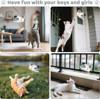 Cat Toys Flapping Birds with Catnip Bags, Chirping Interactive Kitten Toy Indoor, Lifelike Birdie Tweets, Rechargeable Enrichment Moving Wings Cat Exercise Toys Kicker for All Breeds Cat Dog(Oriole)