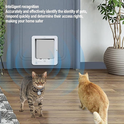Ymiko Smart Pet Door Electronic Cat Flap Collar Activated 2 Way Entry Microchip Sensing Technology Weatherproof Plastic for Interior Exterior Doors