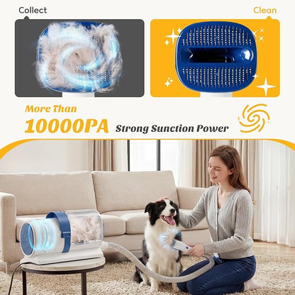 NEWBULIG 5-in-1 Pet Grooming Vacuum Kit, 2.5L Dust Cup, 3 Suction Modes and 5 Groomer Tools, Dog Clippers with Cordless Low Noise for Cats, Dogs Other Animals Hair Trimmer