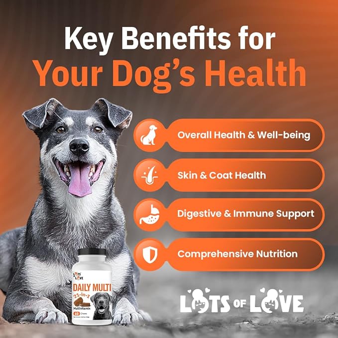Dog Multivitamin Chewable - LotsOfLove Daily Multi Dog Chews (60 Count) - Dog Multi Vitamin & Supplement Chews for Small, Medium & Large Dogs