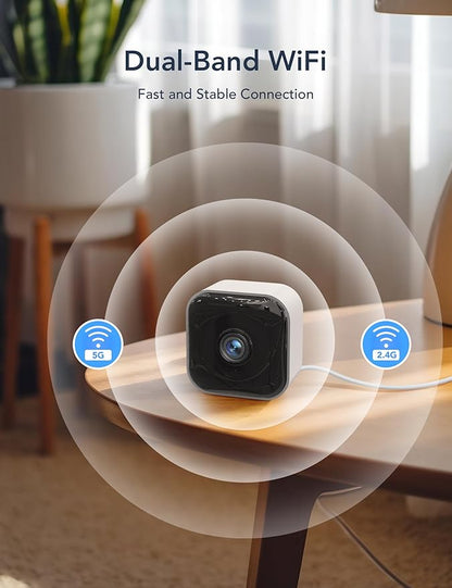 GNCC 2K Indoor Security Camera for Home, Pet Camera with Dual-Band WiFi, Mini Dog Cam with Phone App, Motion Detection, Works w/Alexa, Cloud Subscription Required, Fixed View, Plug-in, GC4