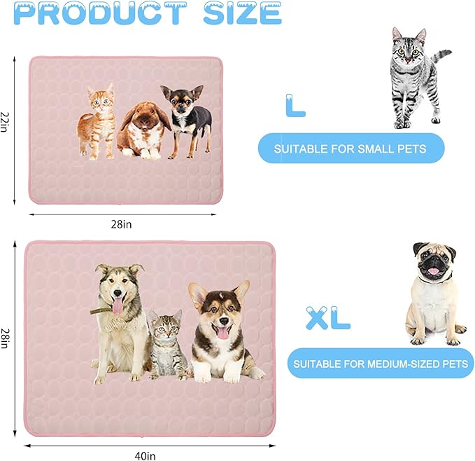 2026 Upgraded Dog Cooling Mat Large Cooling Pad-Q-Max>0.4 Summer Pet Bed for Dogs Cats Kennel Pad with Chill Cool Fiber,Breathable Portable Pet Self Cooling Blanket Machine Washable,22"x28"