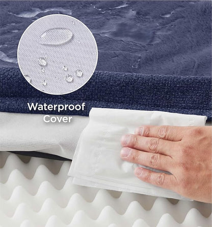 Made4pet Dog Bed Orthopedic, Dog Sofa for Small Dogs Supportive Foam Pet Cushions Bed with Washable Removable Cover, Egg-Crate Foam, Waterproof Lining Bottom, Blue, 35 * 23 * 6.5 Inch
