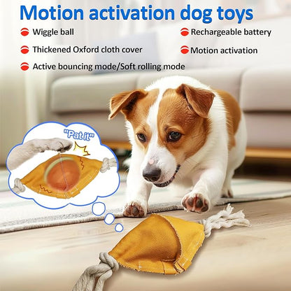 Interactive Dog Balls with Motion Activated, Wicked Ball Squeaky Dog Toy Oxford Bag Keep Dogs Busy (Red Ball)