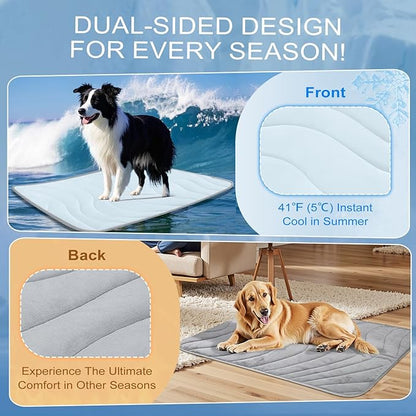 Cozyide Dog Cooling Mat, Extra Large Cooling Mat for Dogs, Reversible Pad for Pet, 40" L x 28" W,Blue