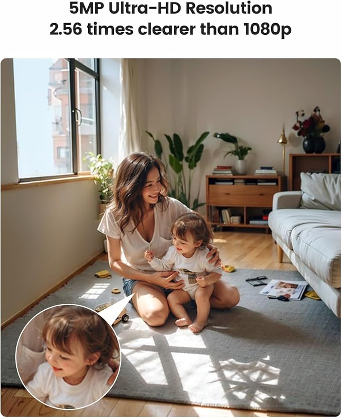 TREATLIFE 3K 5MP Indoor 2.4G/5G WiFi Security Camera, Smart Home Surveillance Camera with Pan Tilt, Color Night Vision, Motion Detection, Two-Way Audio, Compatible with Alexa & Google Home