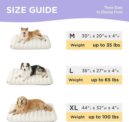 LE SURE Cute Orthopedic Dog Bed Large Sized Dog, Waterproof Chic Flat Pet Beds with Removable Washable Cover, Fuzzy Thick Egg Crate Foam Pet Mat for Indoor Use (36" x 27", Cream)