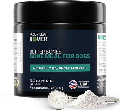 Four Leaf Rover Better Bones Bone Meal for Dogs - Dog Calcium Supplement for Healthy Joints, Teeth, & Bones - from 100% Grass-Fed New Zealand Beef Bone