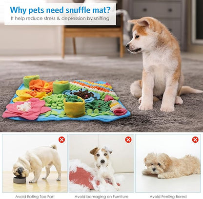 AMIR Snuffle Mat for Dogs, Sniff Mat for Dogs, Slow Feeding Mat, Dog Snuffle Mat Encourages Natural Foraging Skills, Slow Eating, Help Stress Relief and Training, Dog Puzzle Toys, 15 inch