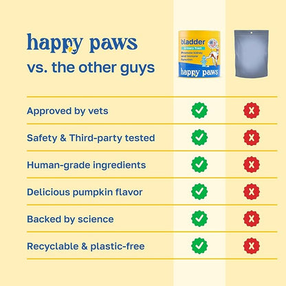 Happy Paws Turmeric Supplement for Dogs, Daily Immune & Joint Support for All Breeds & Ages, with Turmeric, Colostrum & Turkey Tail Mushrooms, Pumpkin Flavor, Non-GMO, 100 Soft Chews