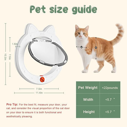 Cat Door with 4-Way Lock, Cat Door for Exterior Door with Magnetic Flap, Weatherproof Pet Door for Interior Door, White