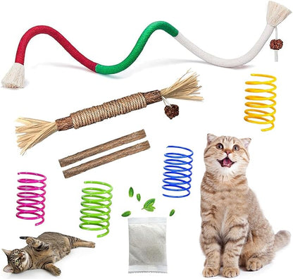 Cat Toys Chew Ropes, Silvervine Sticks Catnip Rope Toys with Refillable Natural Catnip for Cats Dental Care, Safe Teeth Cleaning Toy for Indoor Cat Kitty Kicker Toy Interactive Catnip Kitty Toys