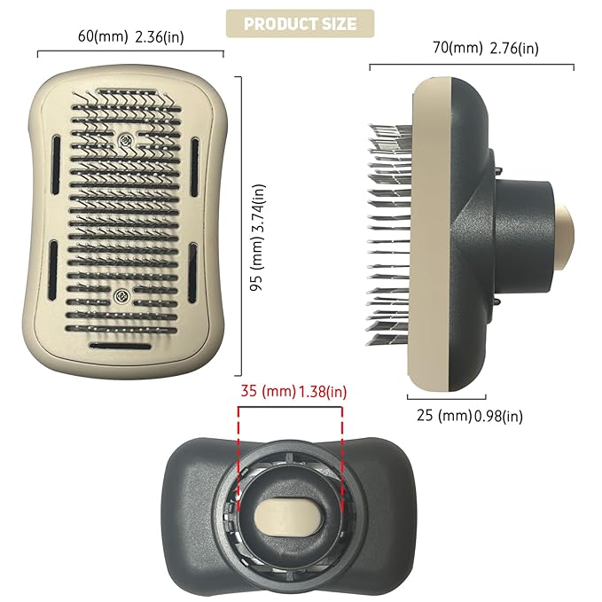 Pet hair blowing comb-Skin Friendly Grooming Tool for Dogs, Cats, and Puppies, Deshedding and Hair Removal for Long and Short Haired Pets (Beige+Dark Grey)