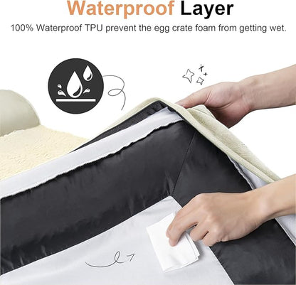 Large Dog Bed Orthopedic Washable: Beds Bolster XL Bed Big XLarge Dogs Egg Crate Foam Couch Sofa Waterproof with Removable Cover - Beige