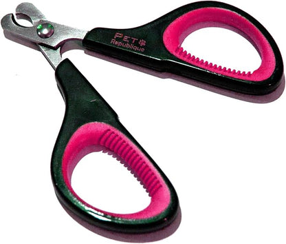 Cat Nail Clippers by Pet Republique – Professional Stainless-Steel Nail Clipper for Cats, Kittens, Hamster, Rabbits, Birds, & Small Breed Animals Claw Trimmer (Black+Pink)