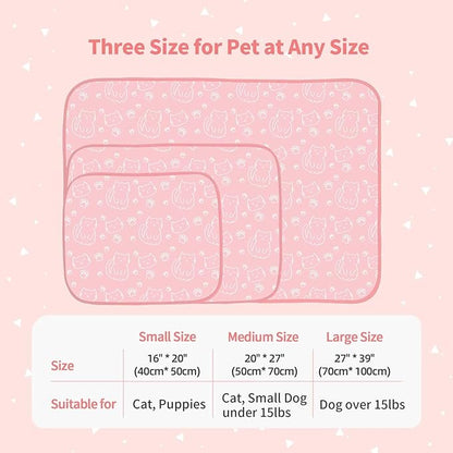 NWK Pet Cooling Mat for Large Dogs -Q-Max>0.345 Ice Silk Cooling Mat for Dogs & Cats Portable & Washable Pet Cooling Blanket, Car Seats, Beds for Summer (Pink Cat, 39'' X 27'' X 0.3'')