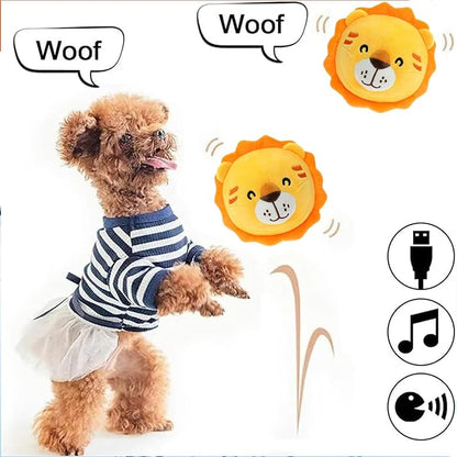 Active Moving Pet Plush Toy, Interactive Dog Toys Pet Bouncing Balls, USB Rechargeable Interactive Washable Cartoon Pig Plush Sound Electronic Dog Toy, Small Cute Squeaky Pig Dog Toy (Lion)
