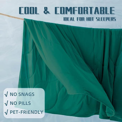 DOWNCOOL Cooling Comforter Queen Size, Green Cooling Blanket for Hot Sleeper, Lightweight & Breathable Blanket for Night Sweats,Dual-Side Cooling Summer Bedding,90"X90"