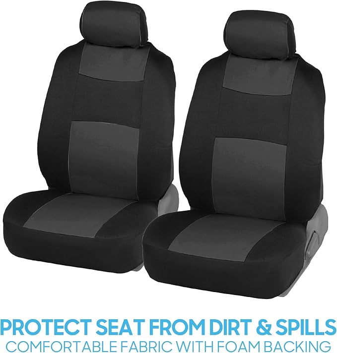 BDK PolyPro Car Seat Covers Full Set in Charcoal on Black – Front and Rear Split Bench for Cars, Easy to Install Cover Set, Accessories Auto Trucks Van SUV