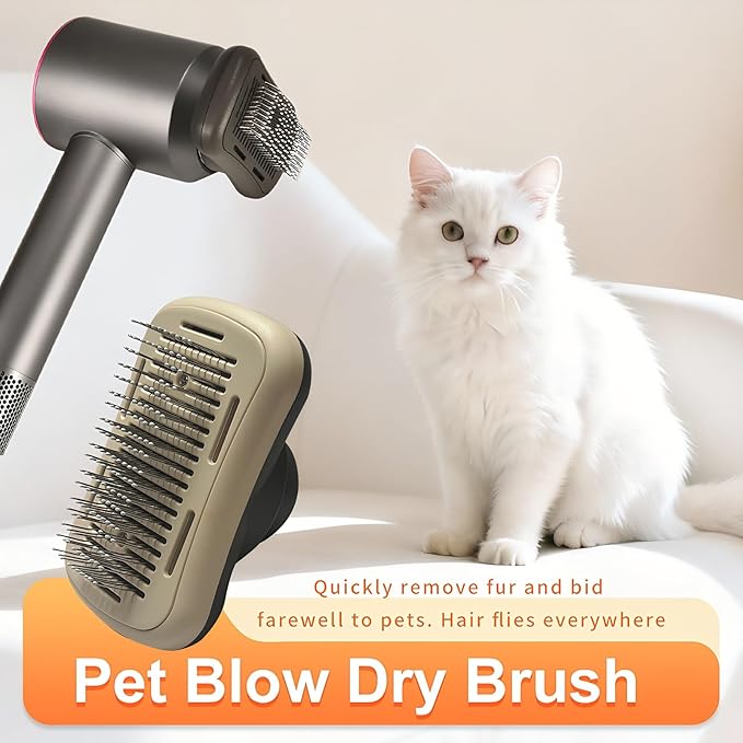 Pet hair blowing comb-Skin Friendly Grooming Tool for Dogs, Cats, and Puppies, Deshedding and Hair Removal for Long and Short Haired Pets (Beige+Dark Grey)